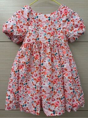 Jacadi Floral Puff-Sleeve Liberty Print Girls Dress